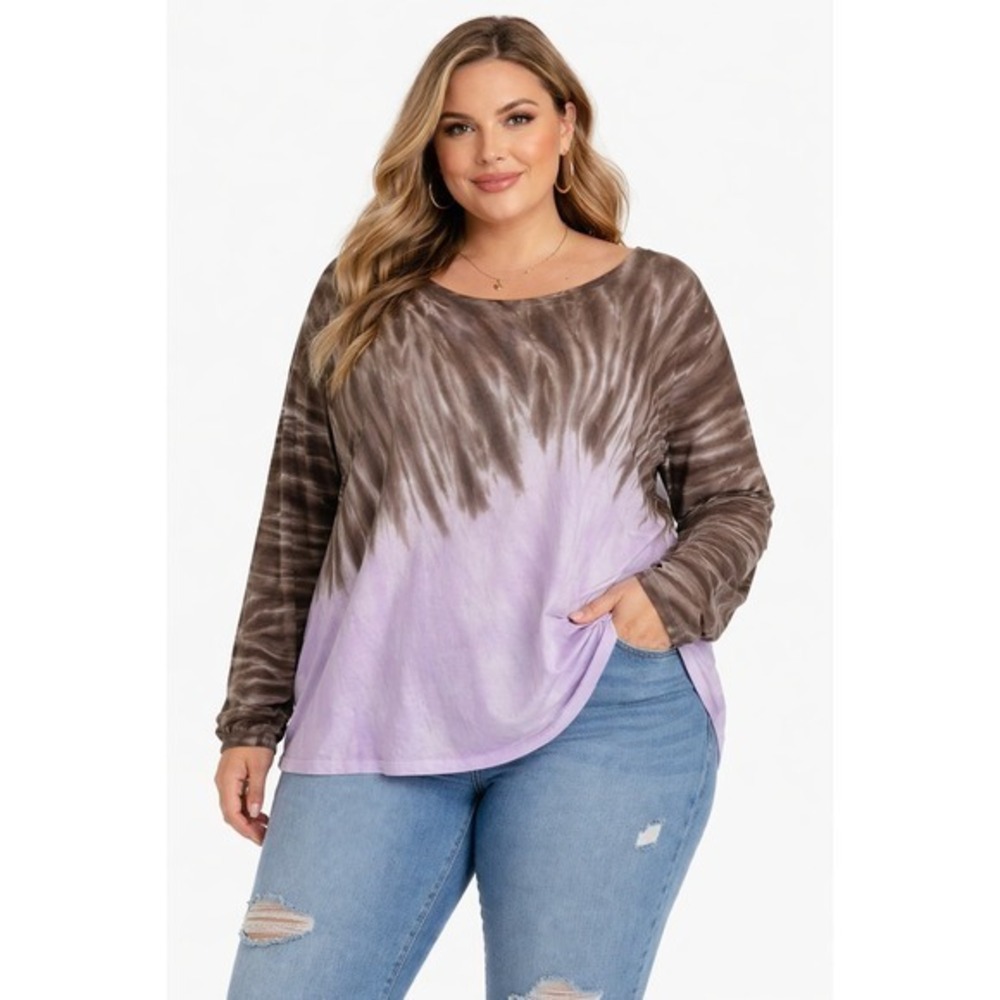 AnyBody Cozy Knit Tie Dye Long‎ Sleeve Top Size 1X NWT